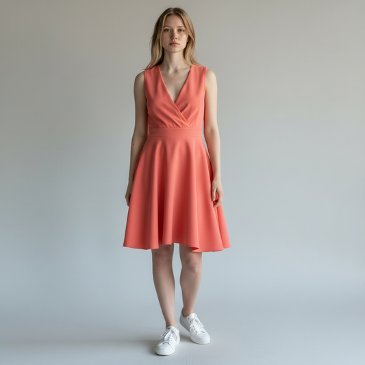 8 Essential Coral Wrap-Effect Sleeveless Dress IT 40 — photo 1