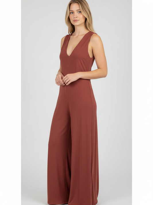 Hopper Factory Mattone brick-red wide-leg jumpsuit