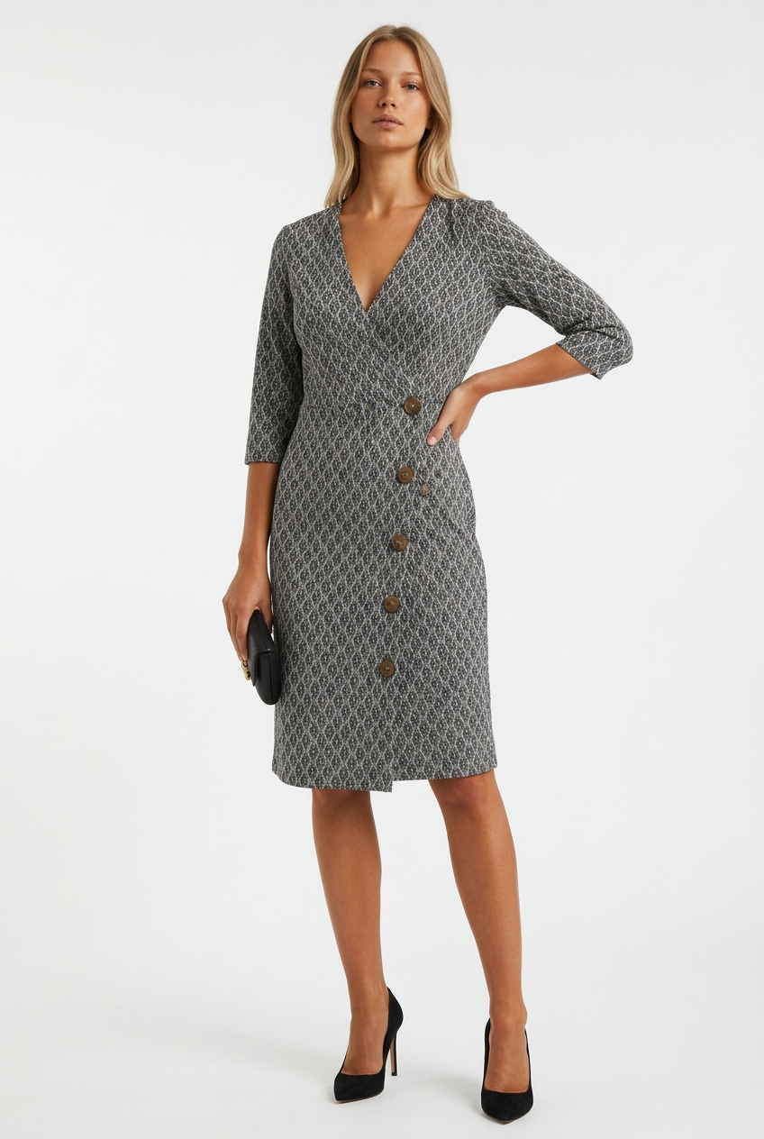LIU JO Black and White Logo-Pattern Coat Dress – UK 12 – product image 2 of 11