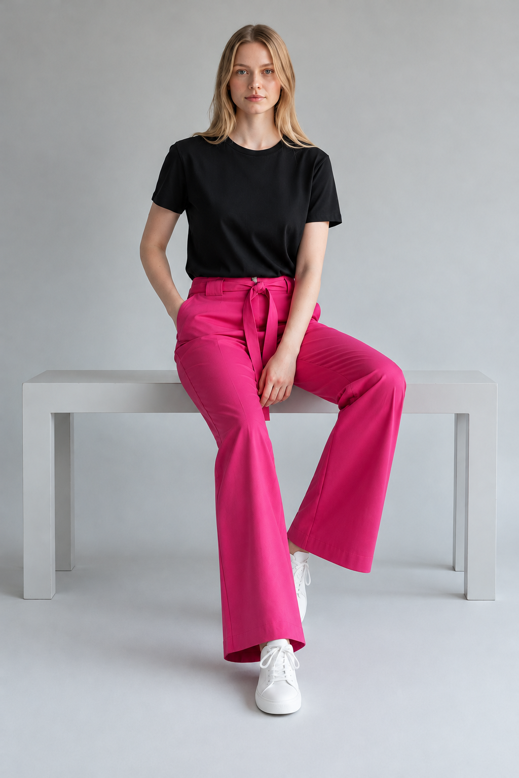 Blugirl Blumarine Cherry Flared Trousers – UK 10 shown on a model.