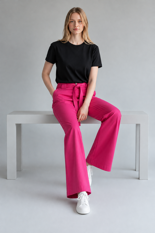 Blugirl Blumarine Cherry Flared Trousers – UK 10 shown on a model.