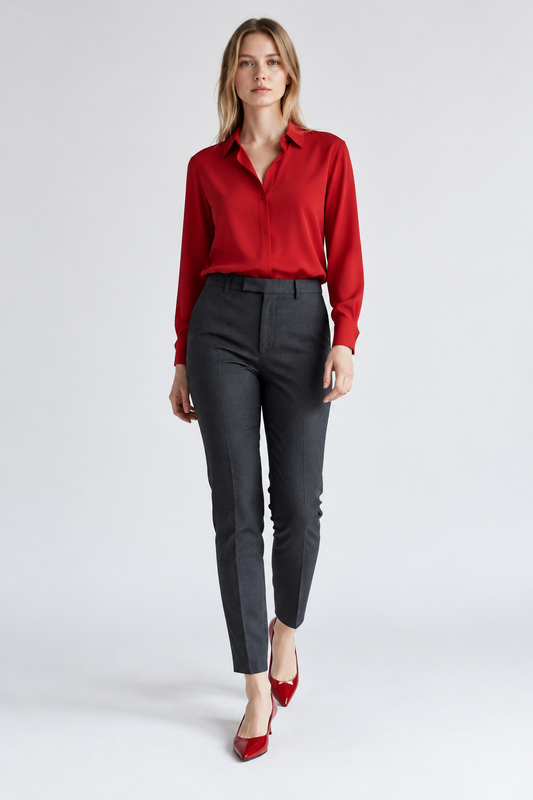 N°21 Charcoal Grey Tailored Trousers – IT42 shown on a model.