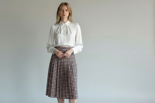 Marco Bologna Pink and Black Checked Pleated Skirt – IT 40 — photo 1