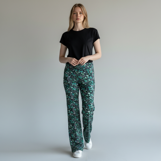 Bini Como Zampa 73 Green Multicolour Flared Trousers – IT 46 — photo 1