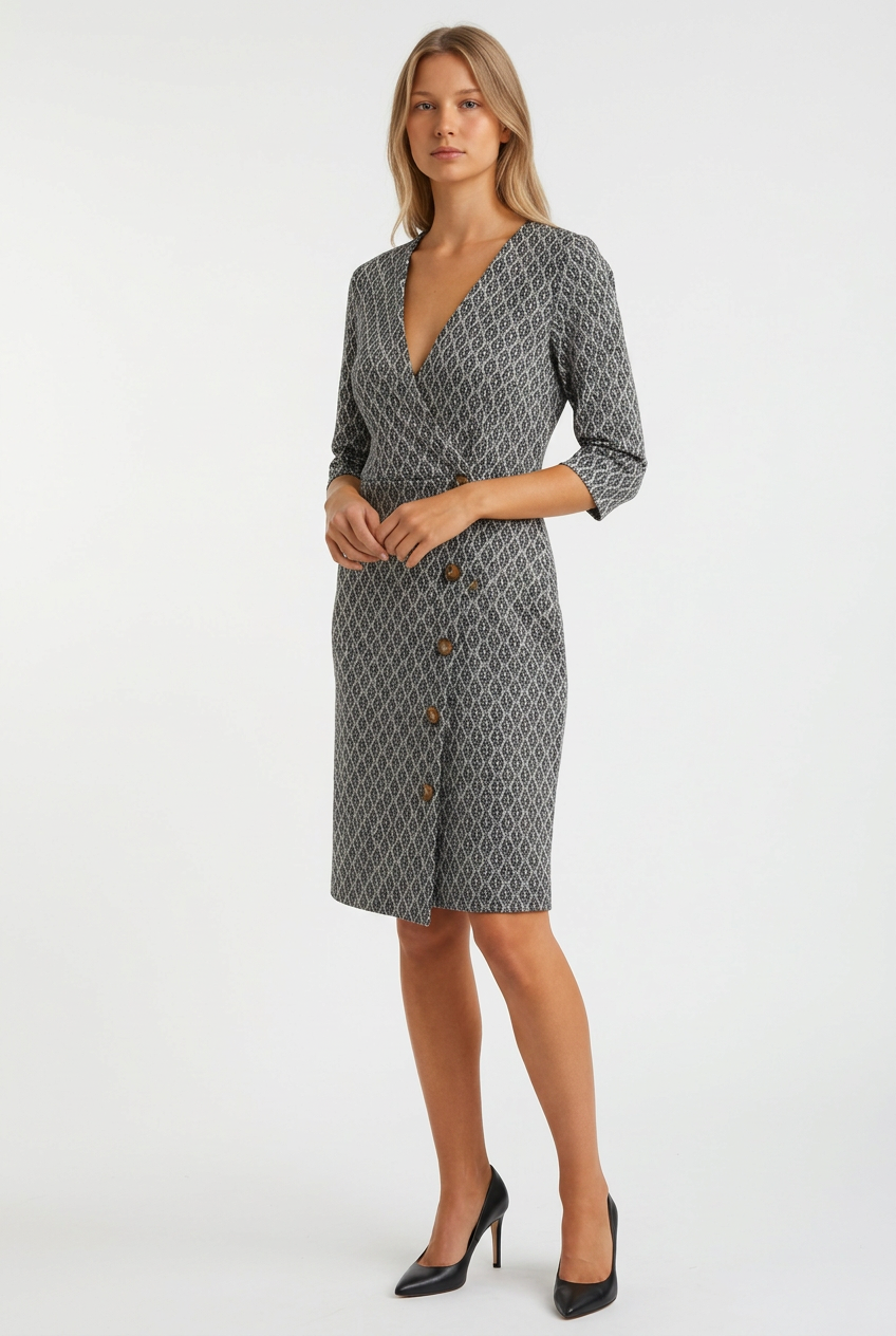LIU JO Black and White Logo-Pattern Coat Dress – UK 12 – product image 1 of 11