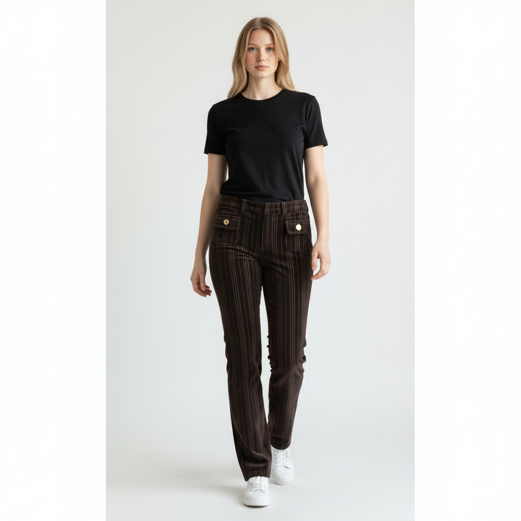 Dolce & Gabbana Dark Brown Textured Stripe Trousers – IT 38 — photo 1