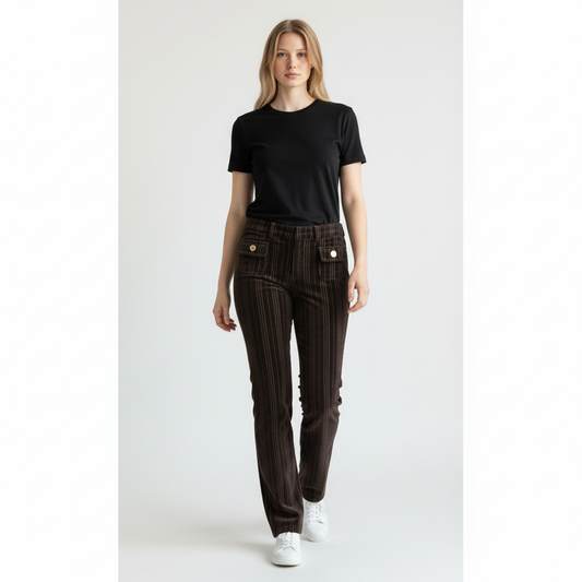 Dolce & Gabbana Dark Brown Textured Stripe Trousers – IT 38 — photo 1