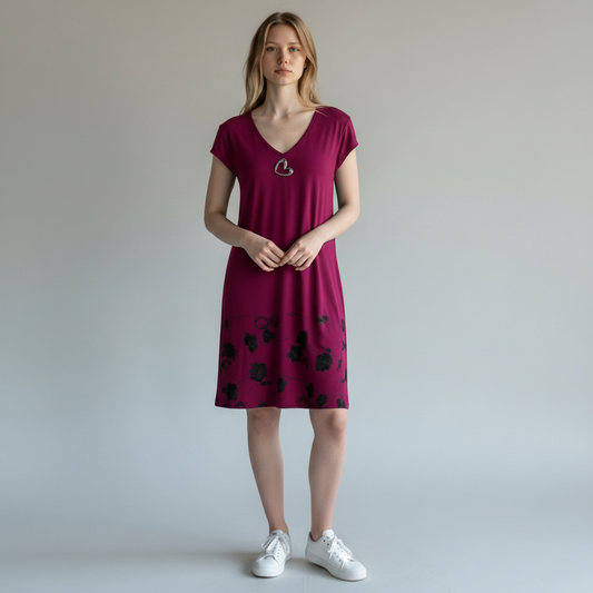 Elisa Cavaletti Deep Magenta Floral Dress – UK 8 – product image 1 of 9