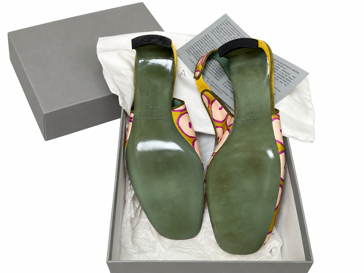 EU 36 soles showing marks, with original box, dust bag and card; background removed