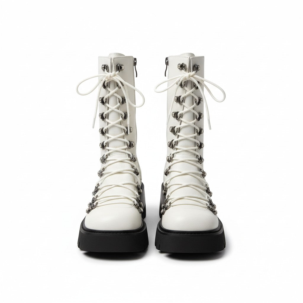 TOSCABLU Studio Latte Lace-Up Knee-High Chunky Sole Boots – product image 2 of 7